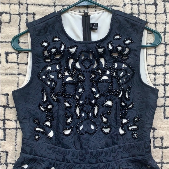 Navy cutout fit and flare dress - Picture 3 of 14